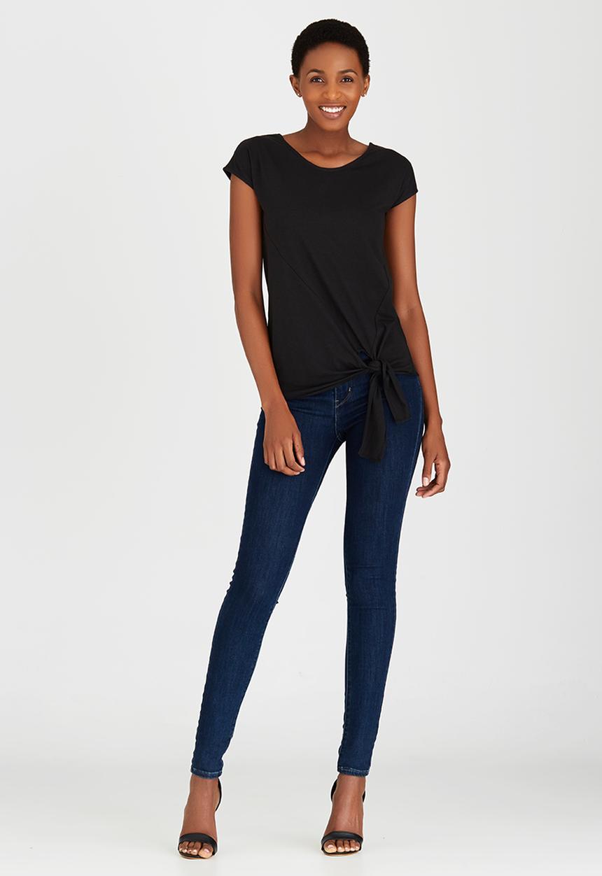 edit - Tie Front T-shirt Black