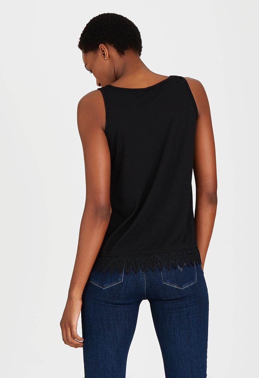 edit - Cami with Crochet Border Lace Black