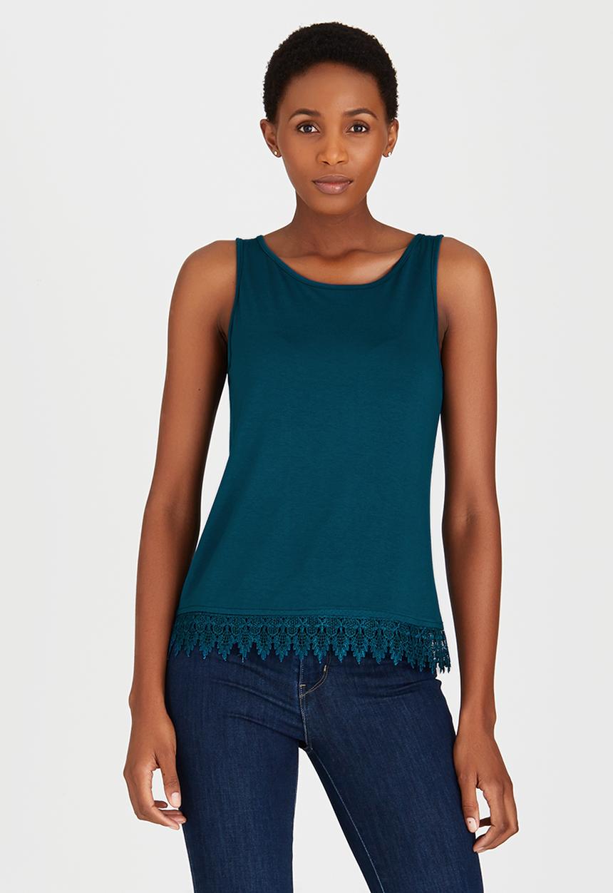 edit - Cami with Crochet Border Lace Turquoise