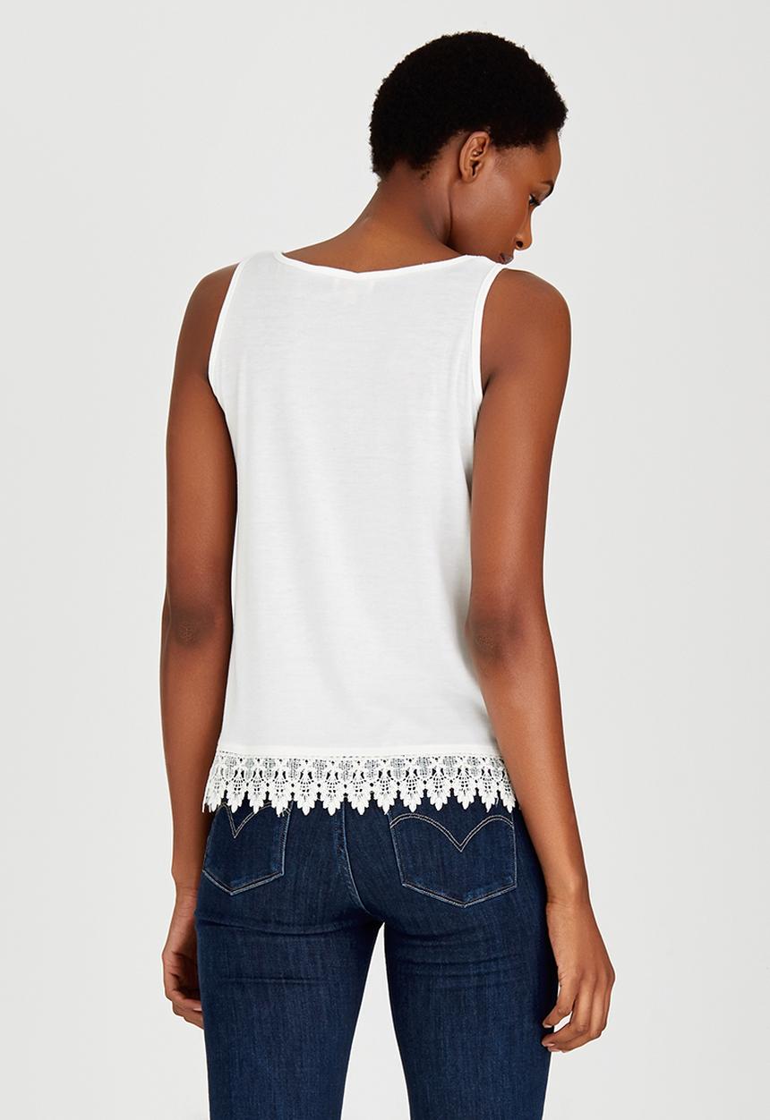 edit - Cami with Crochet Border Lace White