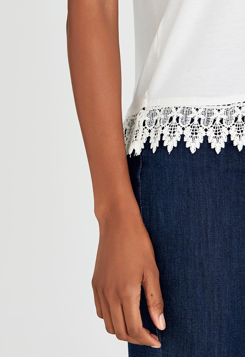 edit - Cami with Crochet Border Lace White