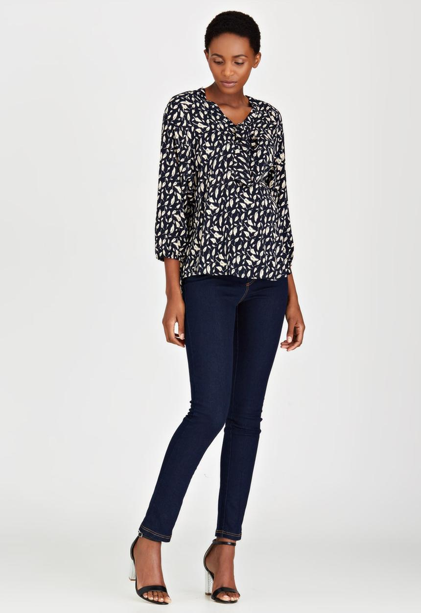 Me-a-mama - Bow Blouse Blue and White