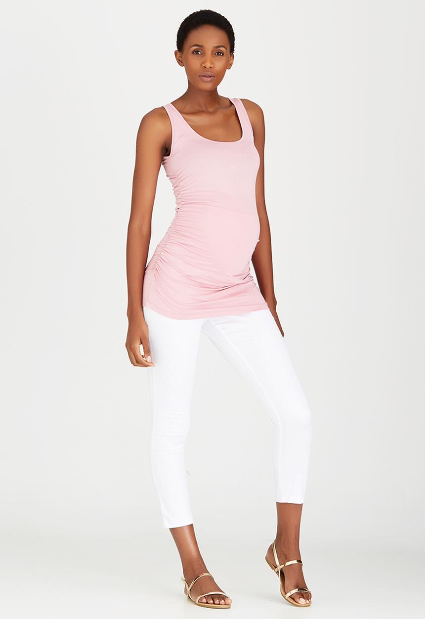 Cherry Melon - Side Gauge Tank Top Pale Pink