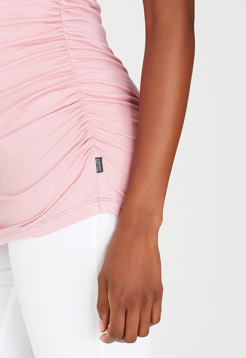 Cherry Melon - Side Gauge Tank Top Pale Pink