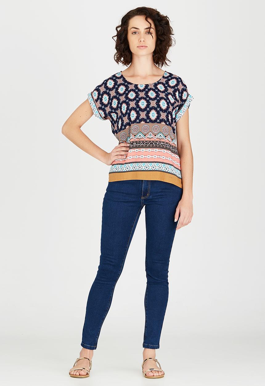 Bukamina - Patterned Blouse Coral