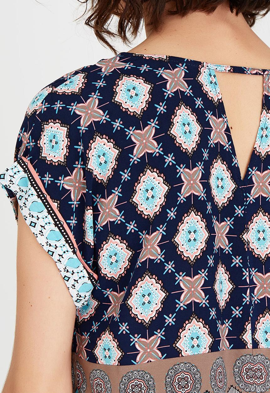 Bukamina - Patterned Blouse Coral
