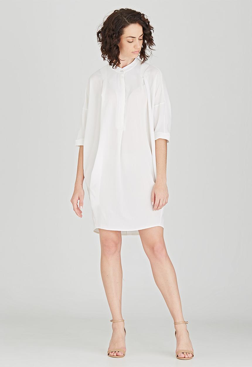 Jo Champ - Pleat Detail Shirtdress White