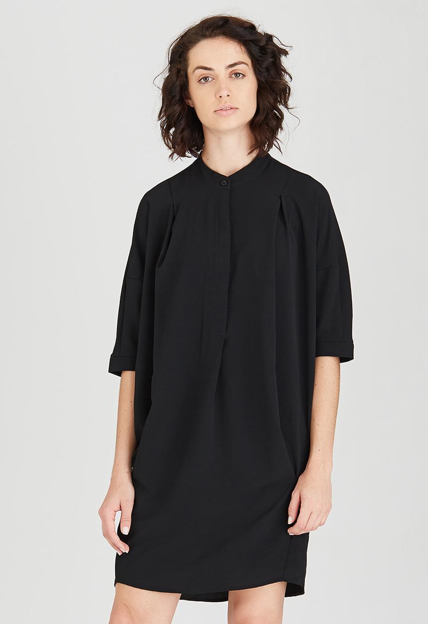 Jo Champ - Pleat Detail Shirtdress Black