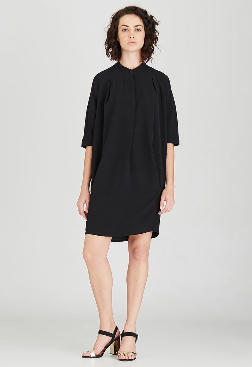 Jo Champ - Pleat Detail Shirtdress Black