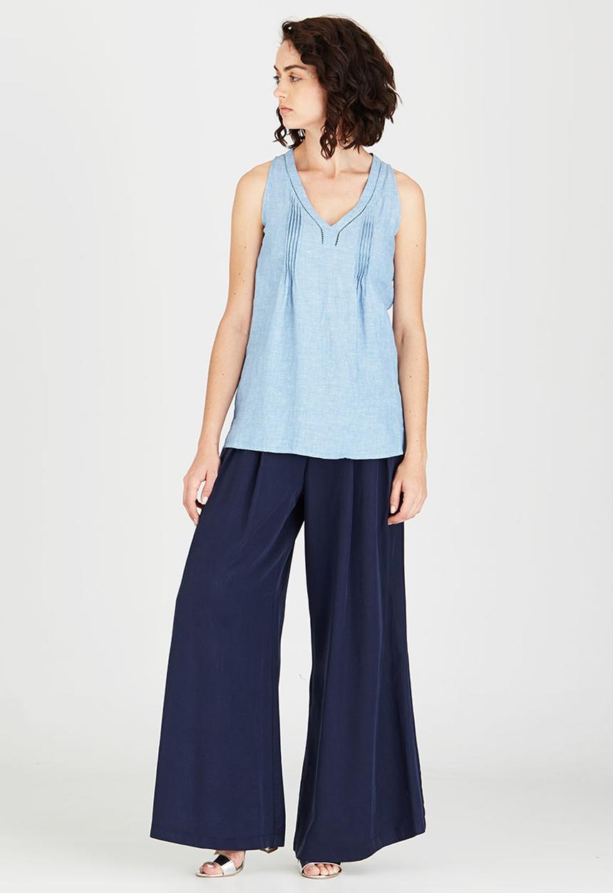 G Couture - Pintuck Top Pale Blue