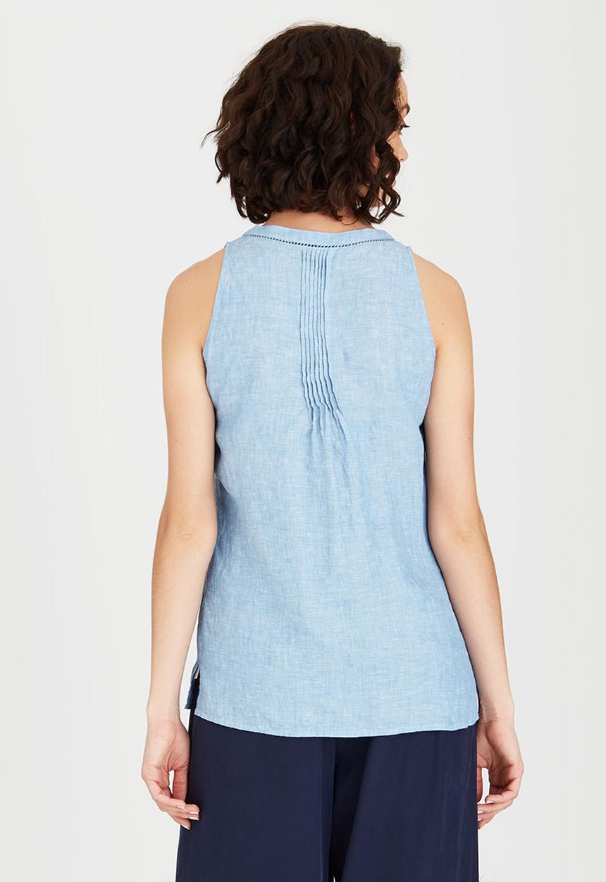 G Couture - Pintuck Top Pale Blue