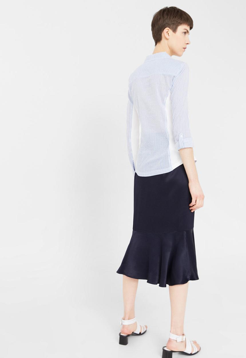 MANGO - Contrast Detail Shirt Blue and White