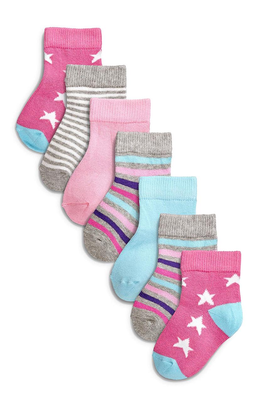 Next - Seven Pack Socks Mid Pink