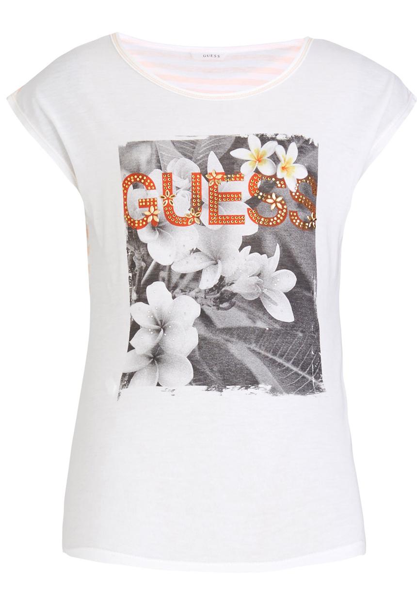 GUESS - Stripe Back Logo Tee White