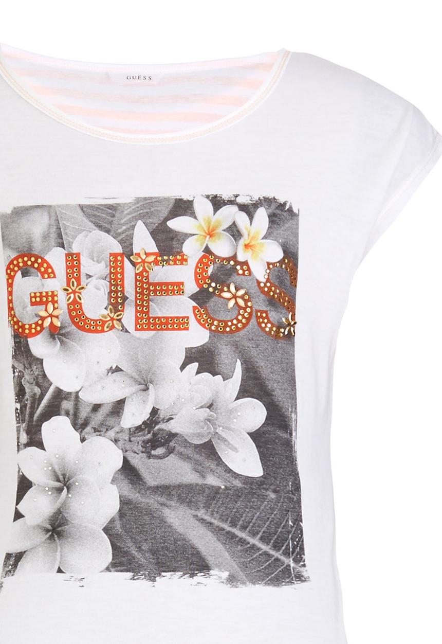 GUESS - Stripe Back Logo Tee White