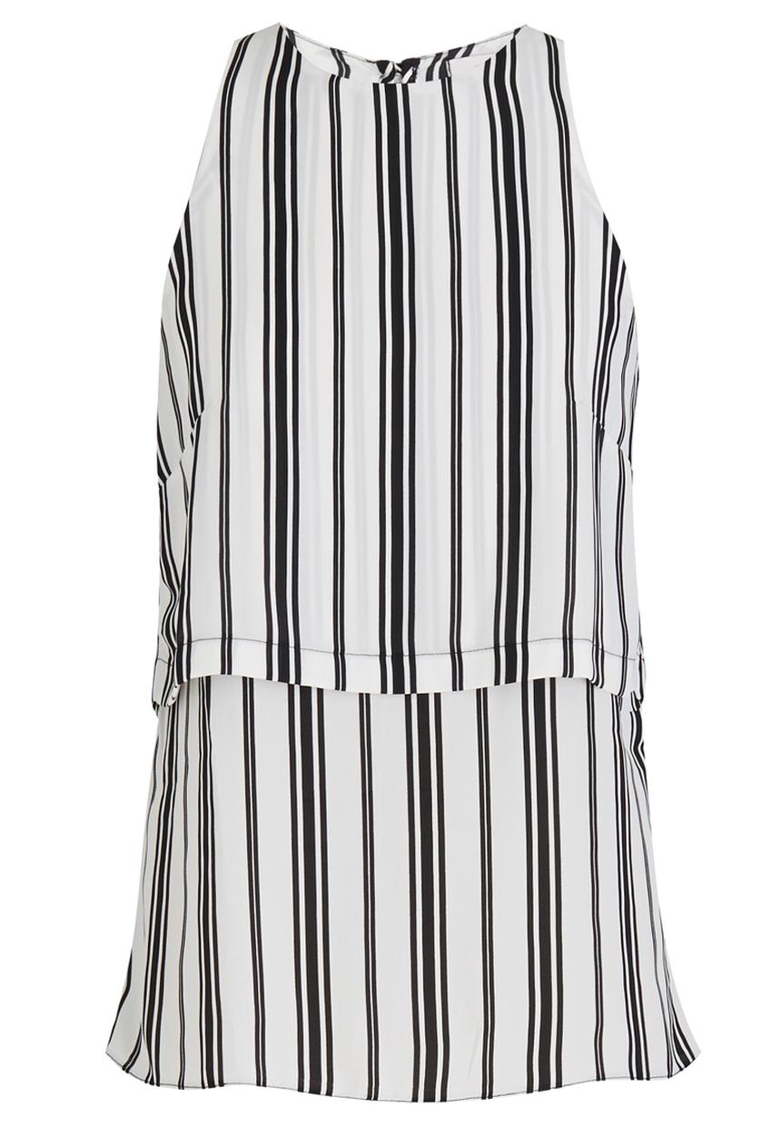 edit - Double Layer Sleeveless Blouse Black and White