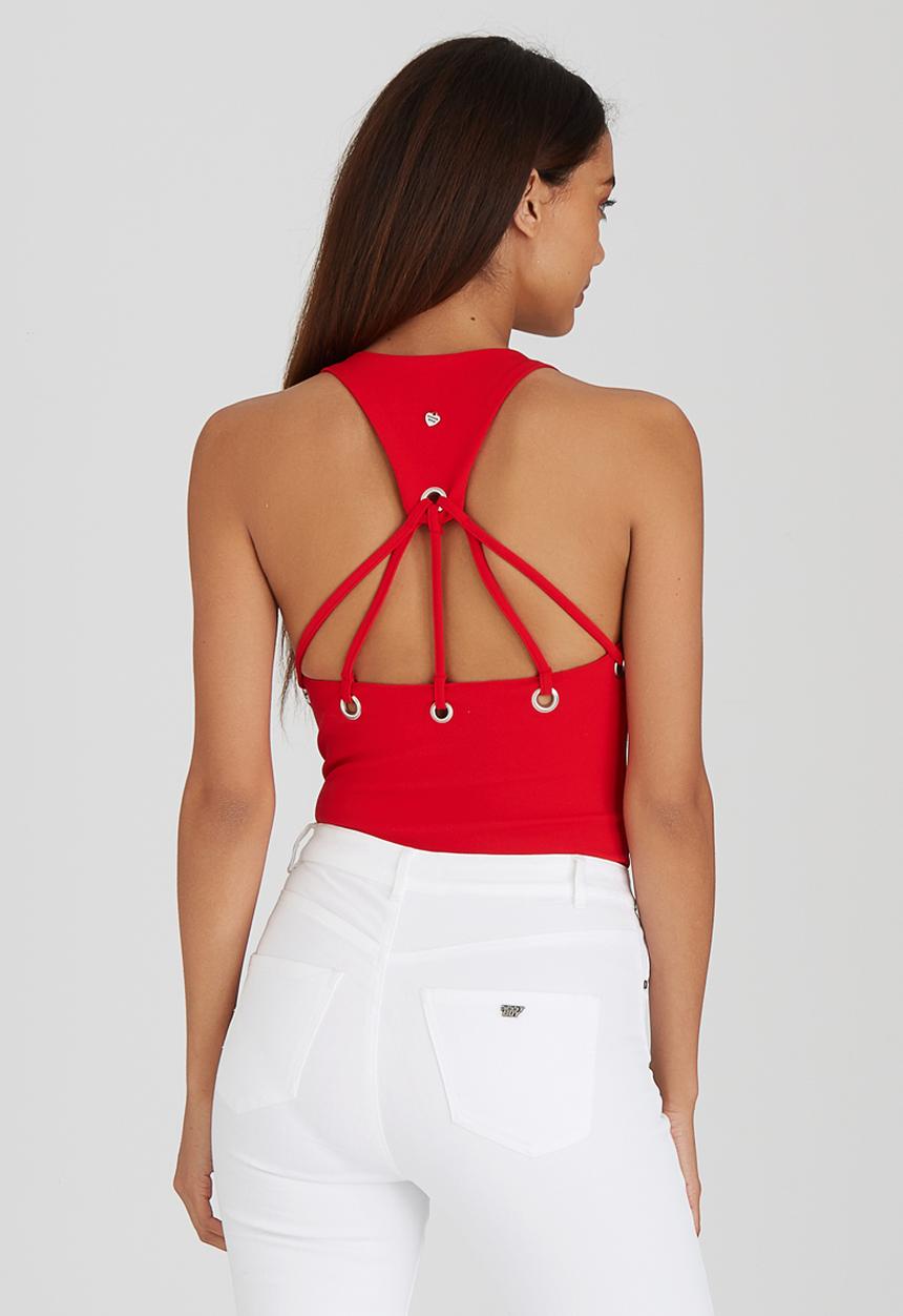 SISSY BOY - Eyelet Bodysuit Red