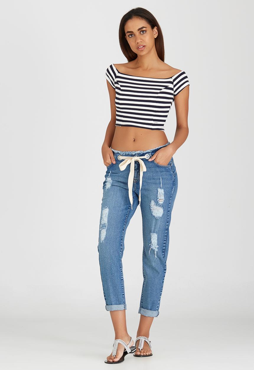 SISSY BOY - Hanoch Striped Crop Top Blue and White