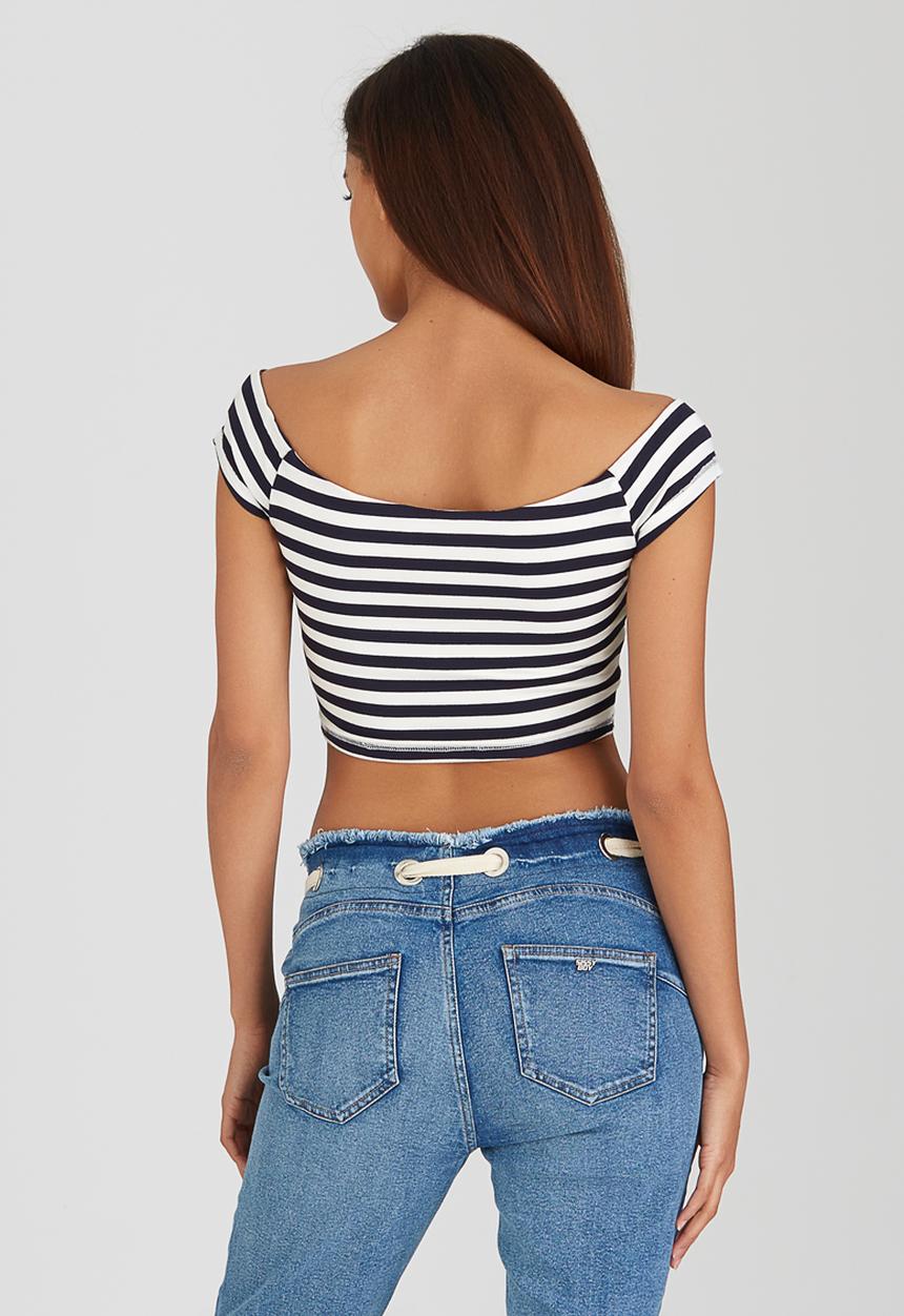 SISSY BOY - Hanoch Striped Crop Top Blue and White