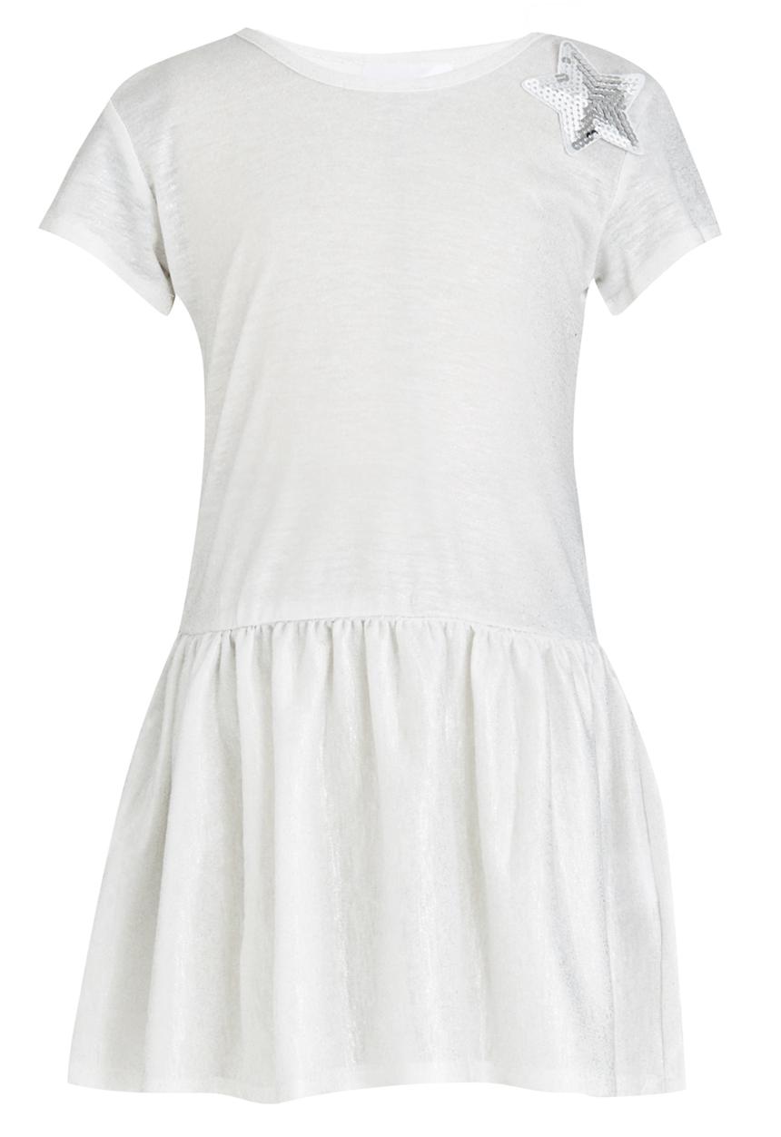 See-Saw - Drop Waist Dress Star Detail Silver