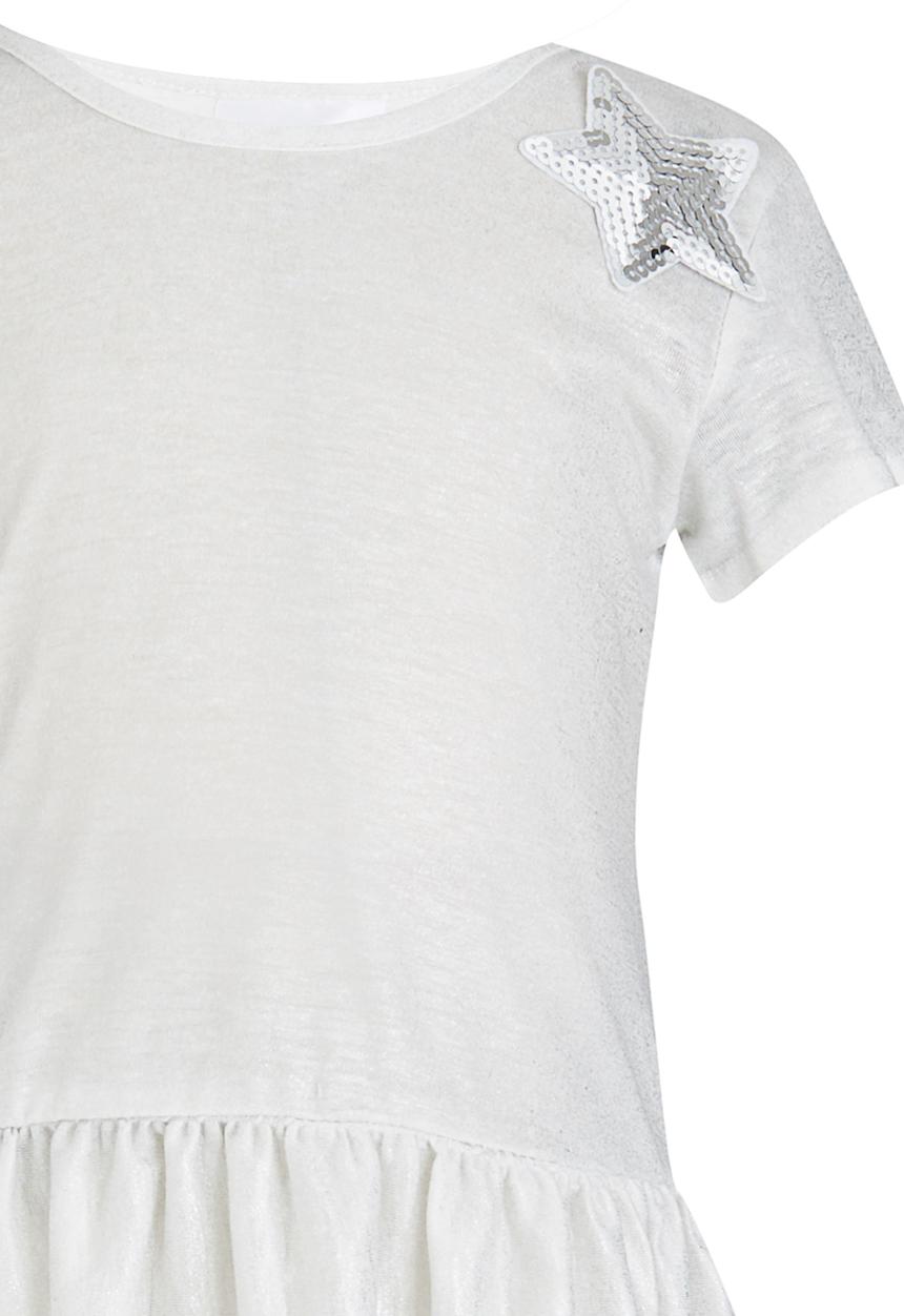 See-Saw - Drop Waist Dress Star Detail Silver