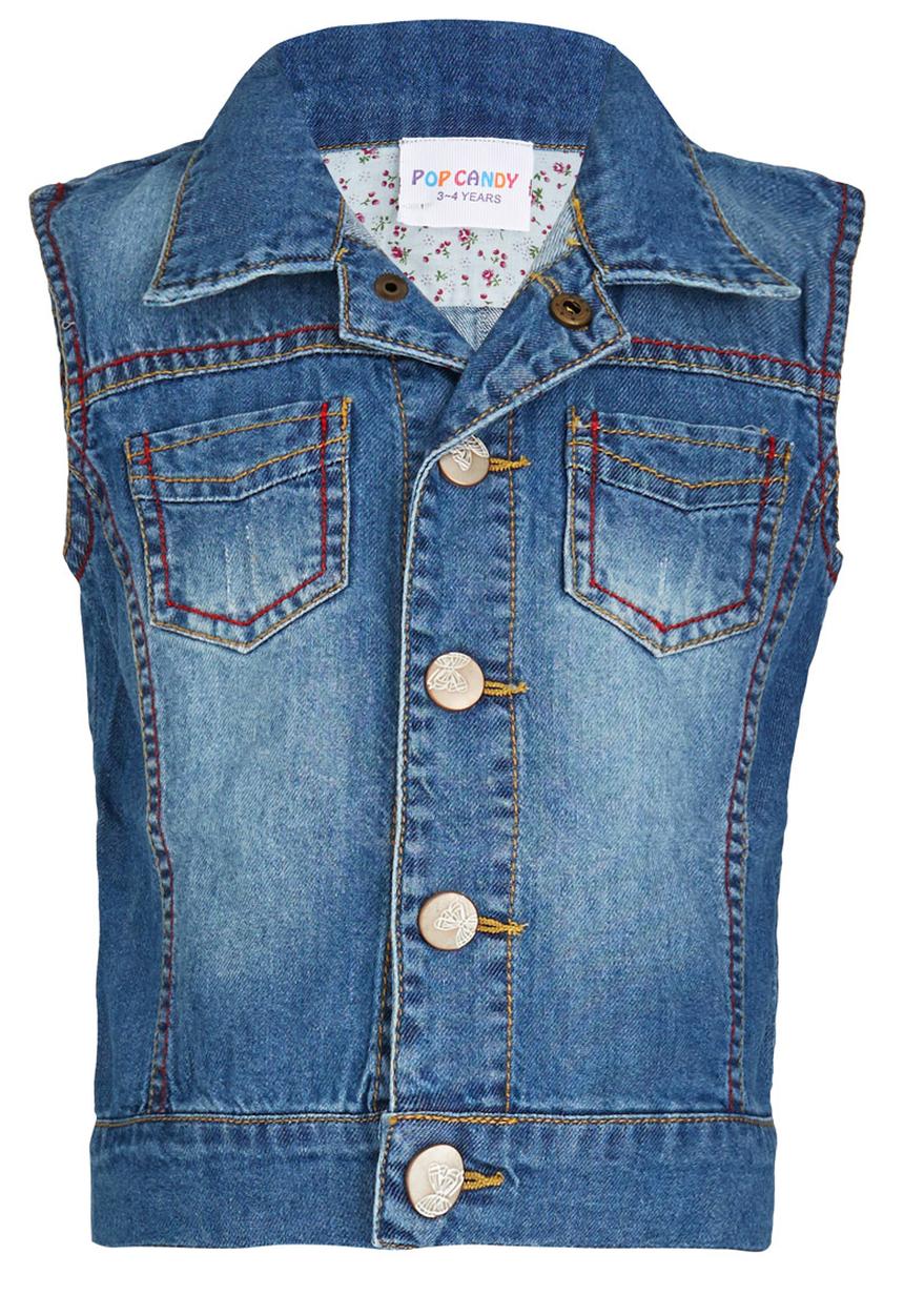 Pop Candy - Sleeveless Denim Jacket Blue