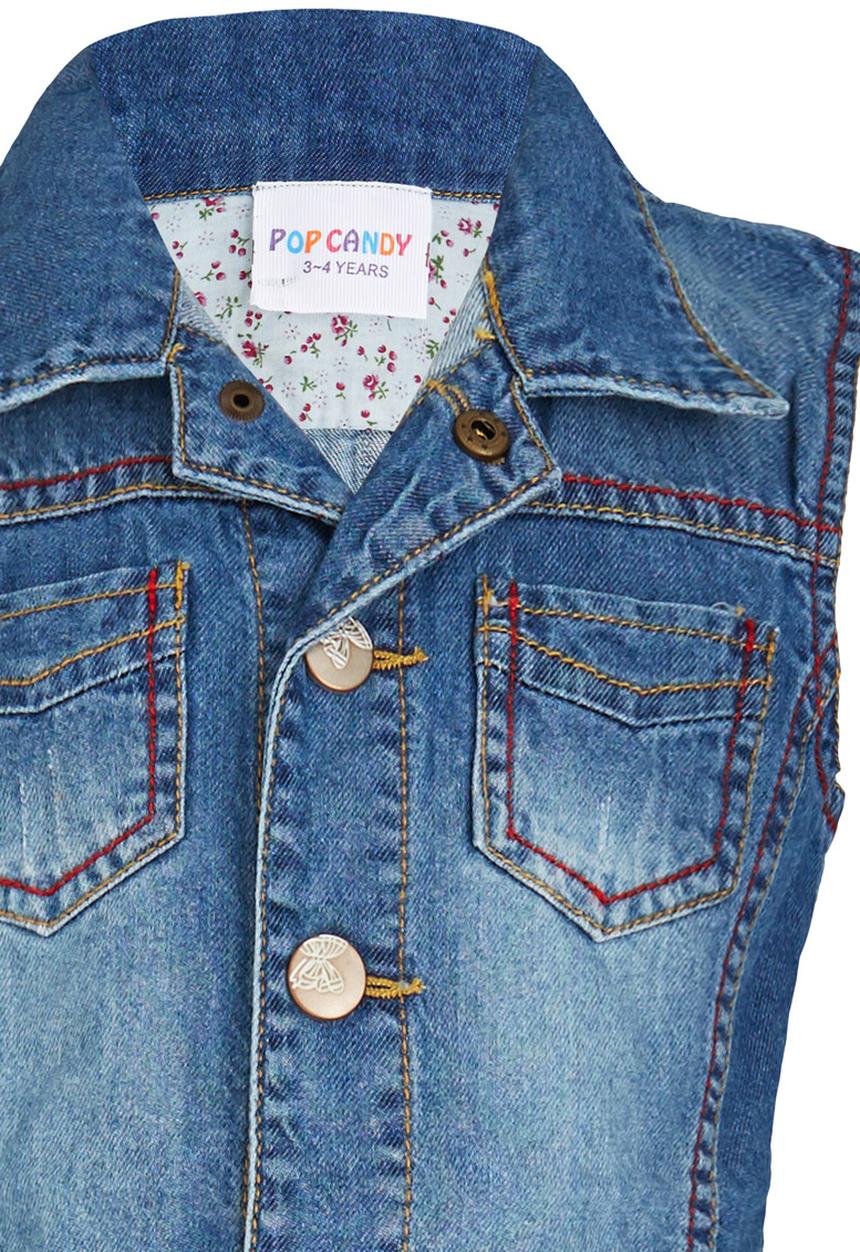 Pop Candy - Sleeveless Denim Jacket Blue