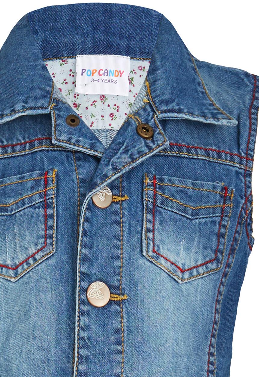 Pop Candy - Sleeveless Denim Jacket Blue