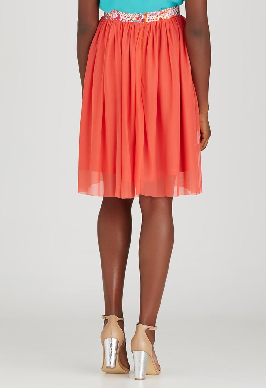 Sober - Mesh Popskirt with Printed Band Orange