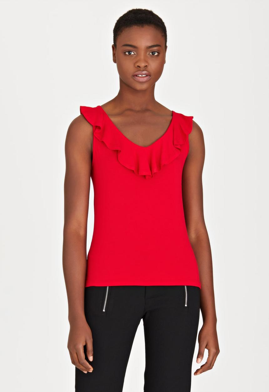 edit - Ruffle Knit Top Red