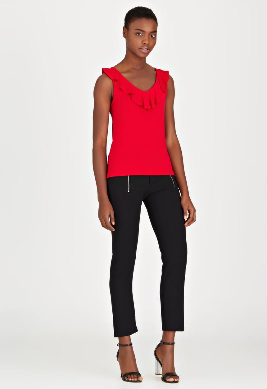 edit - Ruffle Knit Top Red