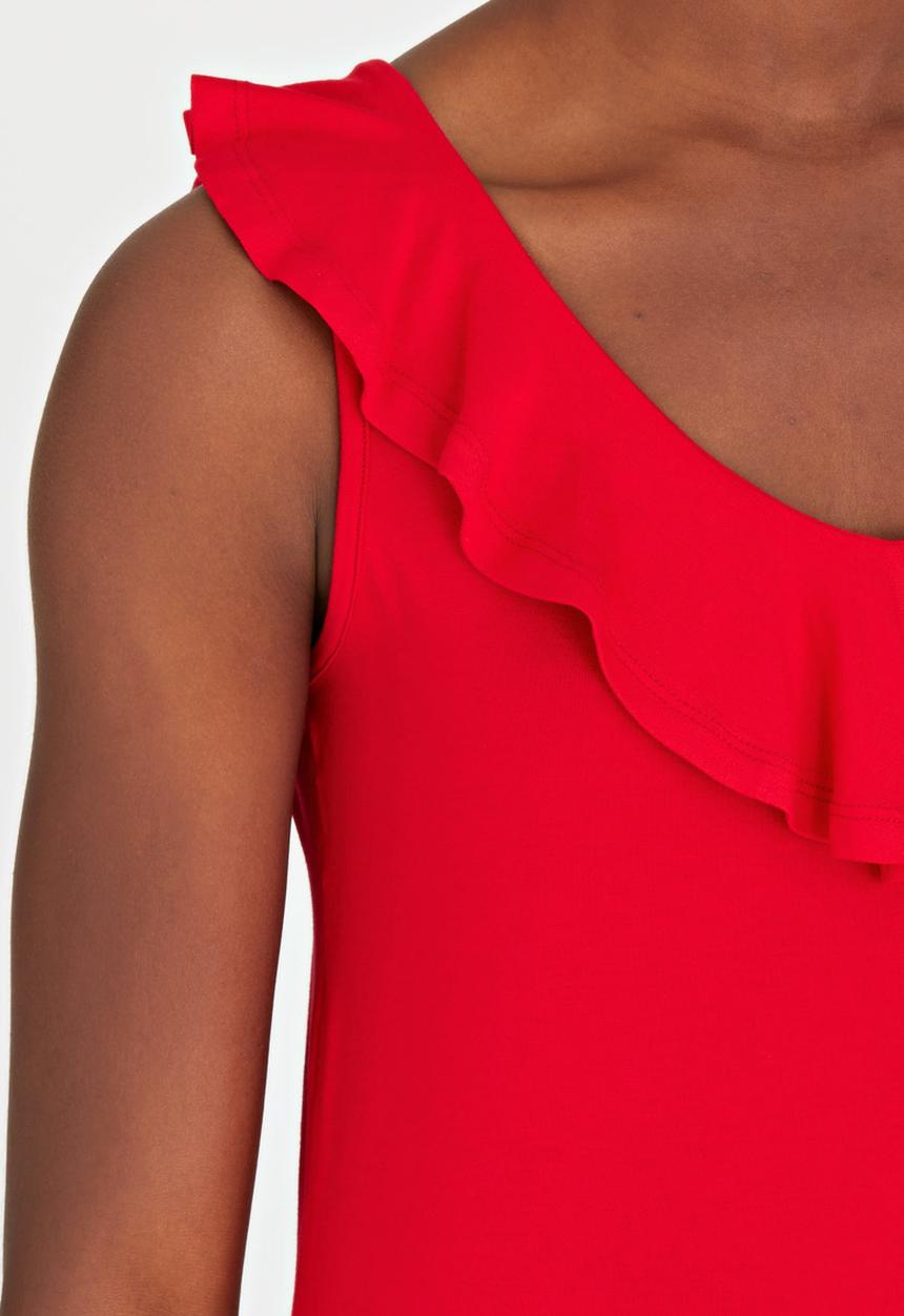 edit - Ruffle Knit Top Red