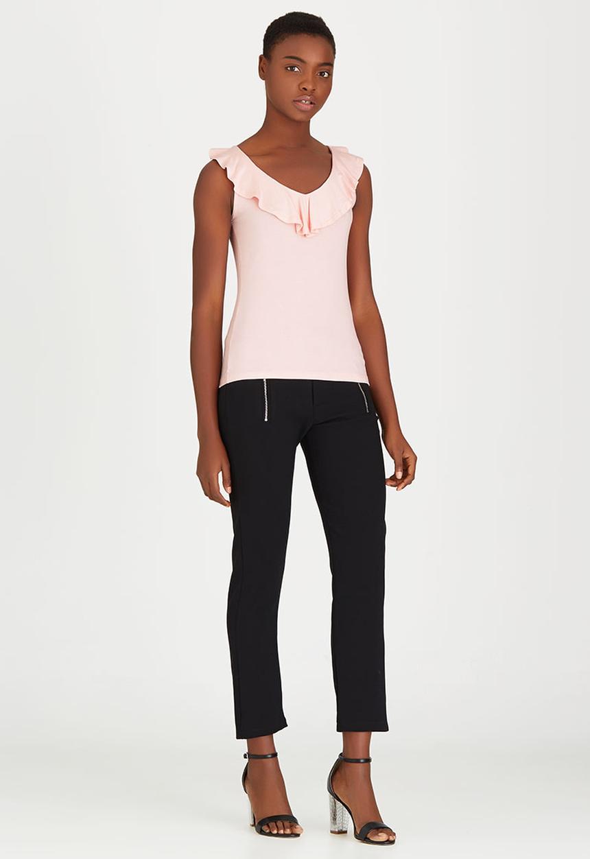 edit - Ruffle Knit Top Pale Pink