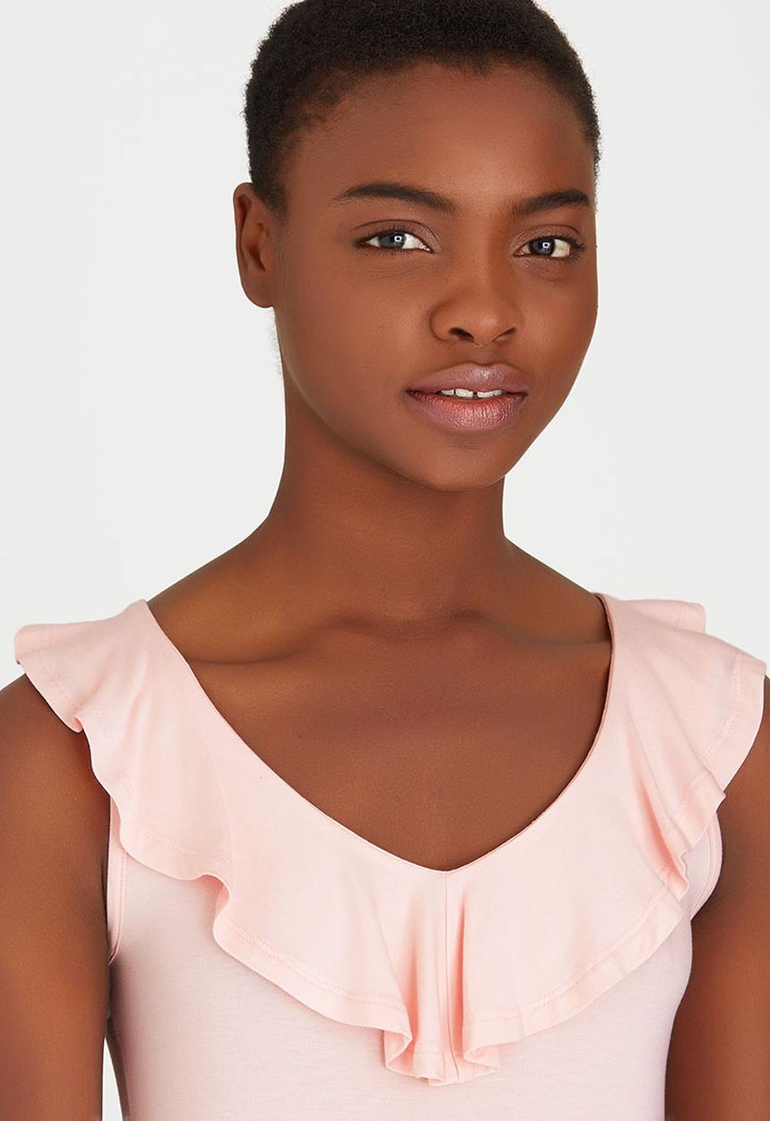 edit - Ruffle Knit Top Pale Pink