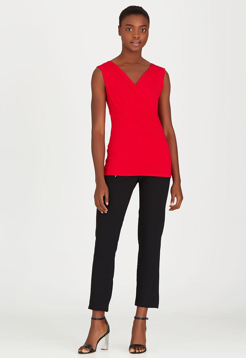 edit - Cross-over Knit Shell Top Red