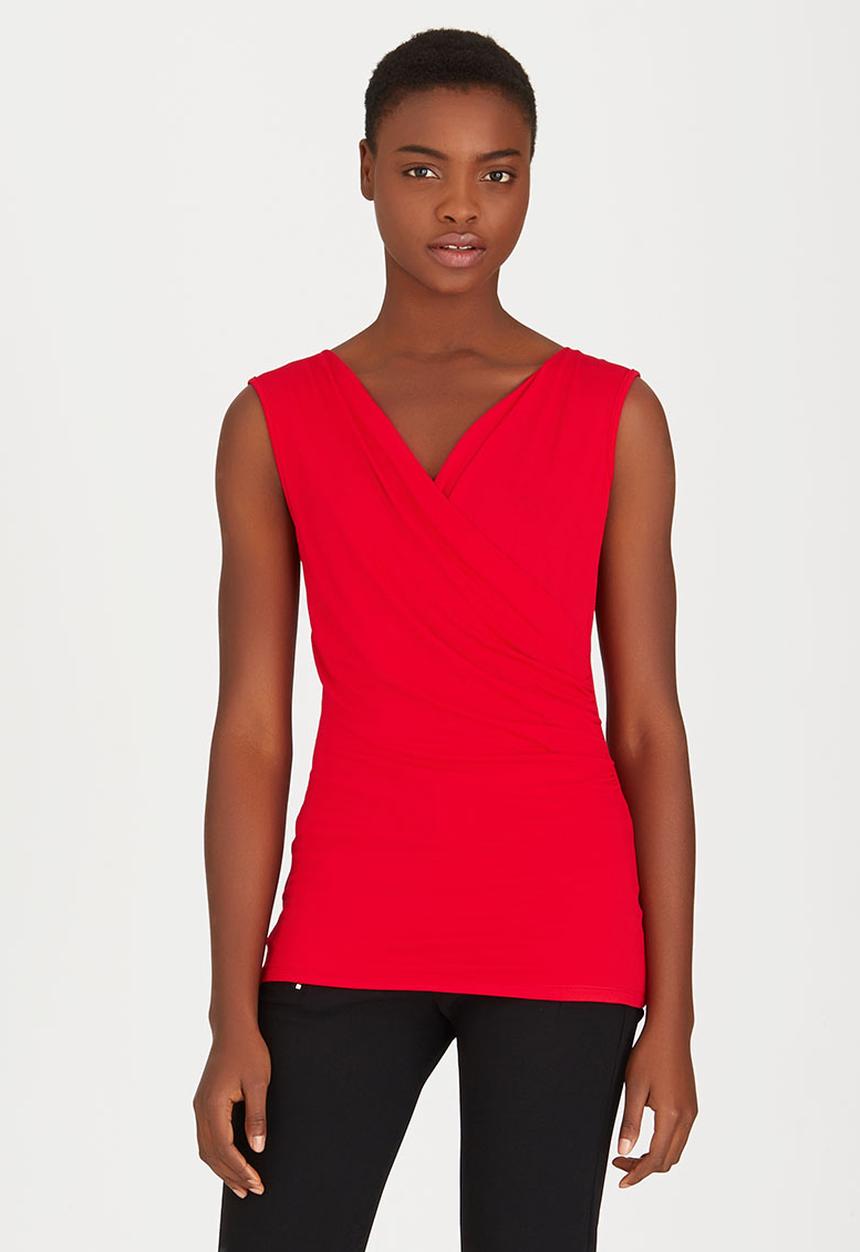 edit - Cross-over Knit Shell Top Red