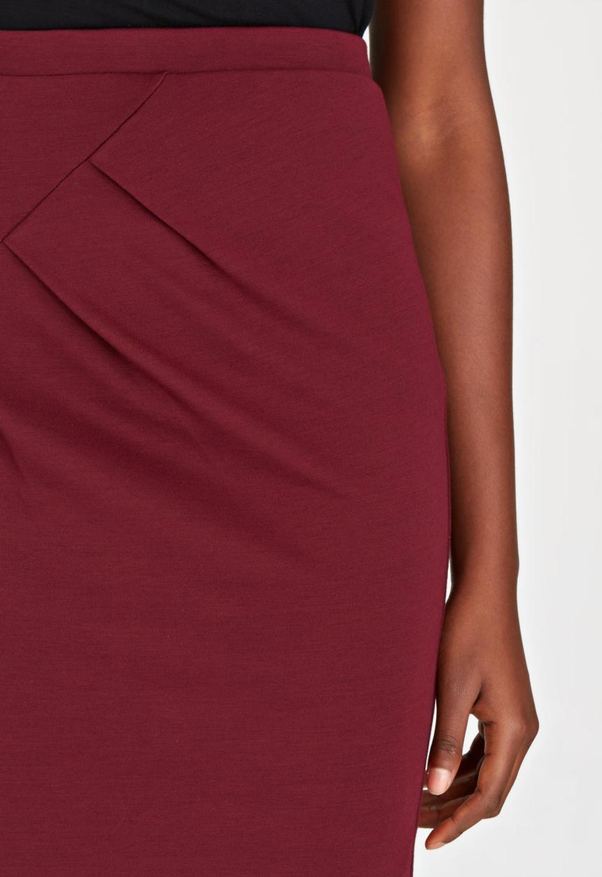 edit - Side Pleated Pencil Skirt Dark Red