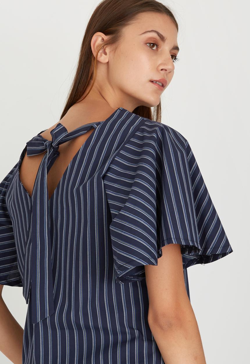 STYLE REPUBLIC - Blouse with Back Detail Blue and White