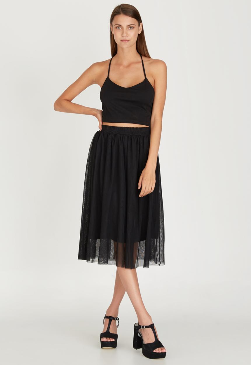 STYLE REPUBLIC - Tulle Midi Skirt Black