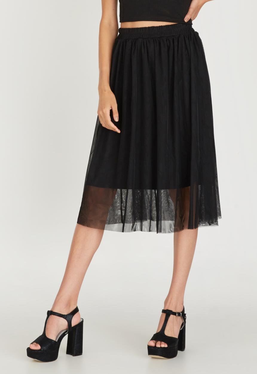 STYLE REPUBLIC - Tulle Midi Skirt Black
