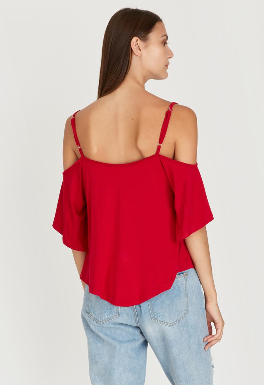 c(inch) - Cold Shoulder T-shirt Red