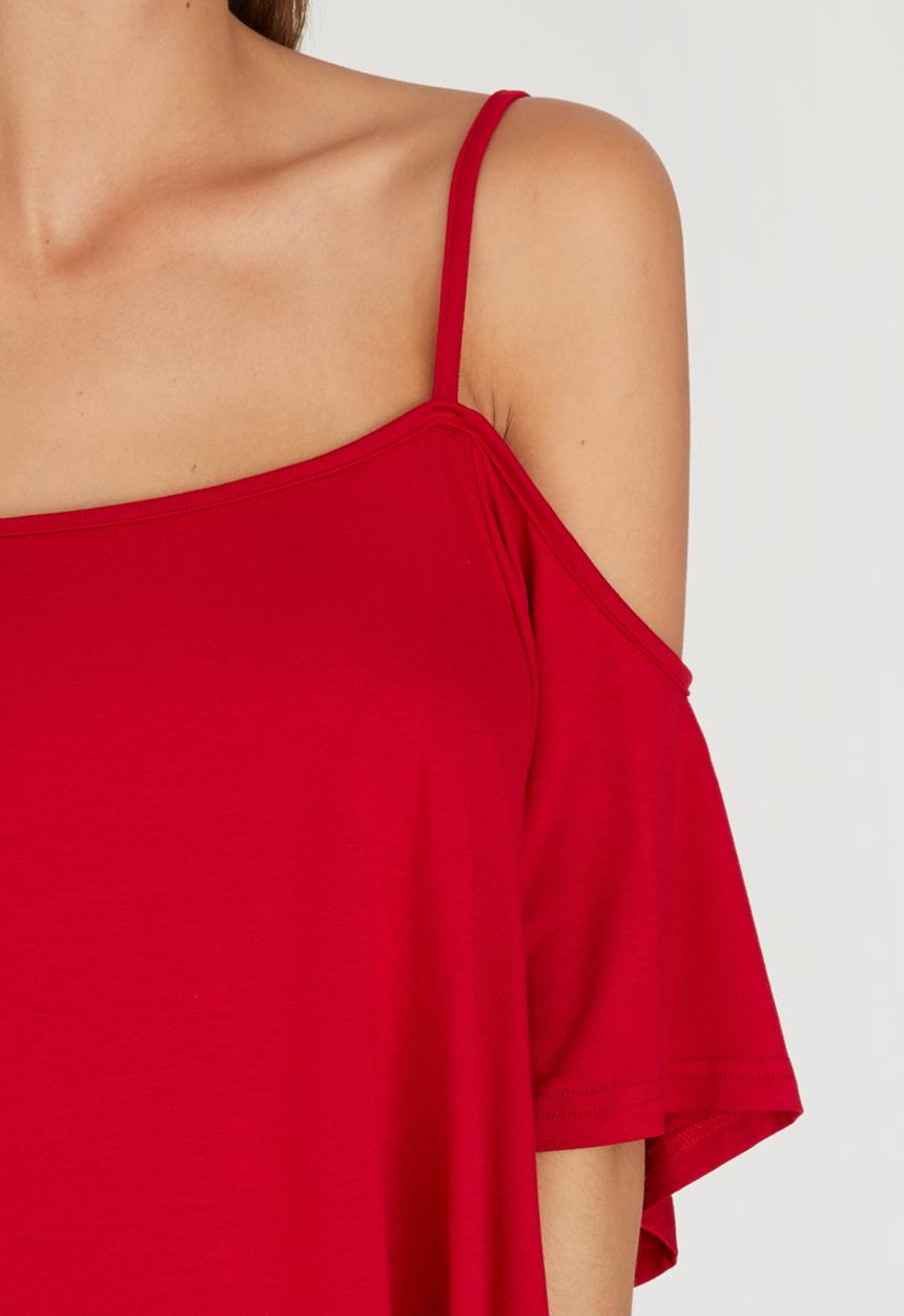 c(inch) - Cold Shoulder T-shirt Red