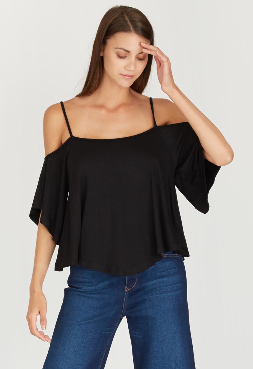 c(inch) - Cold Shoulder T-shirt Black