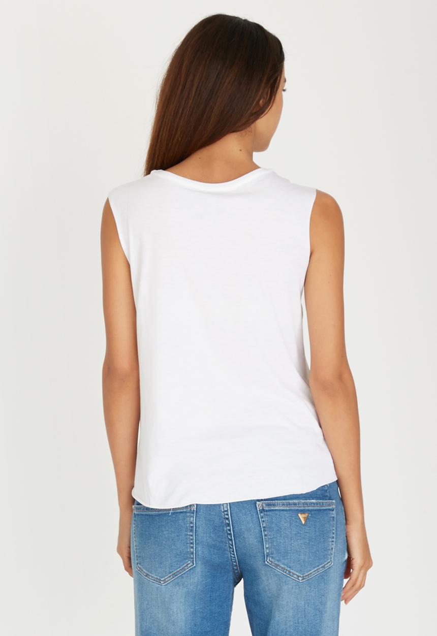 GUESS - Gingham Triangle Muscle Top White