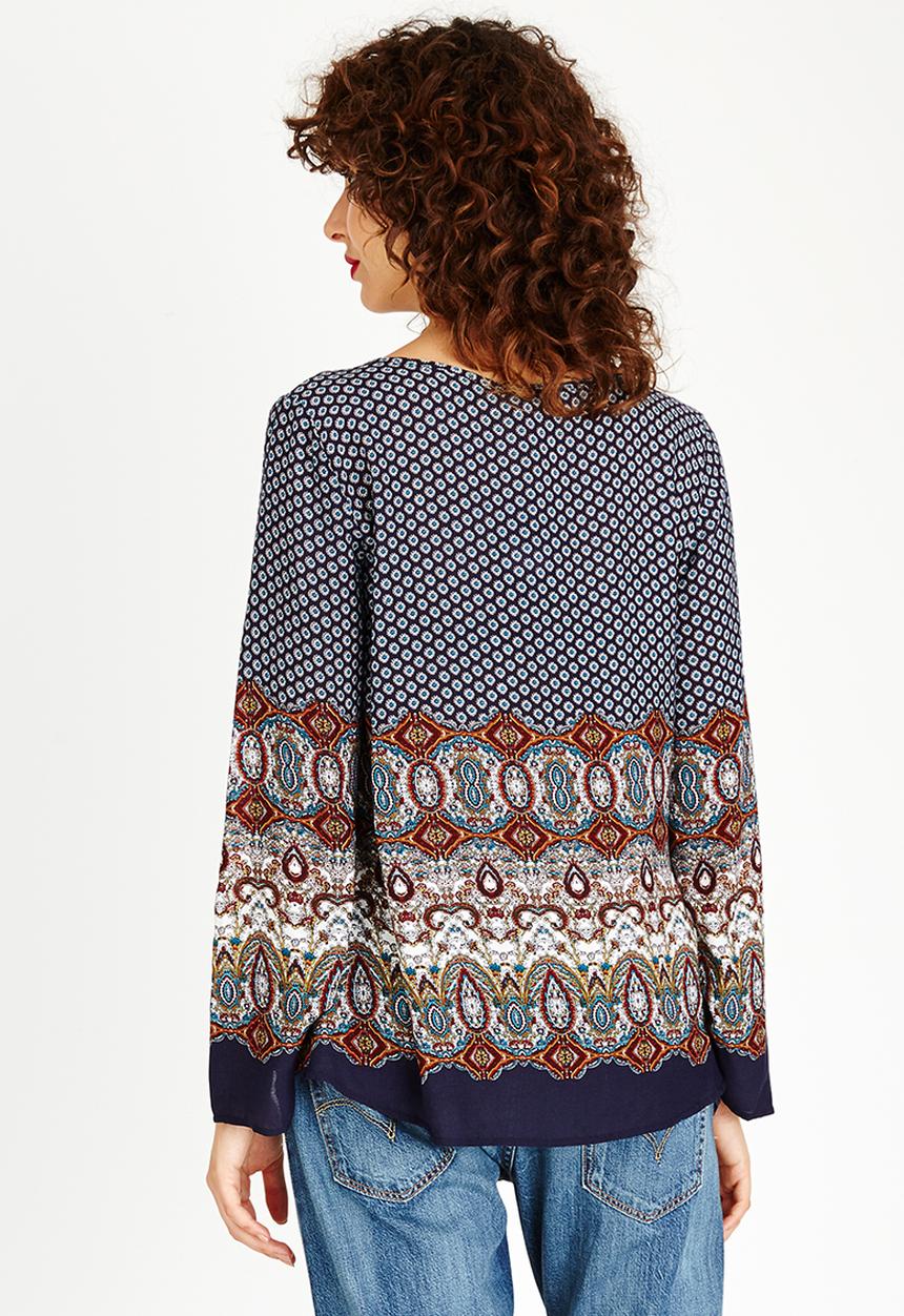 Brave Soul - Border Printed Blouse Navy