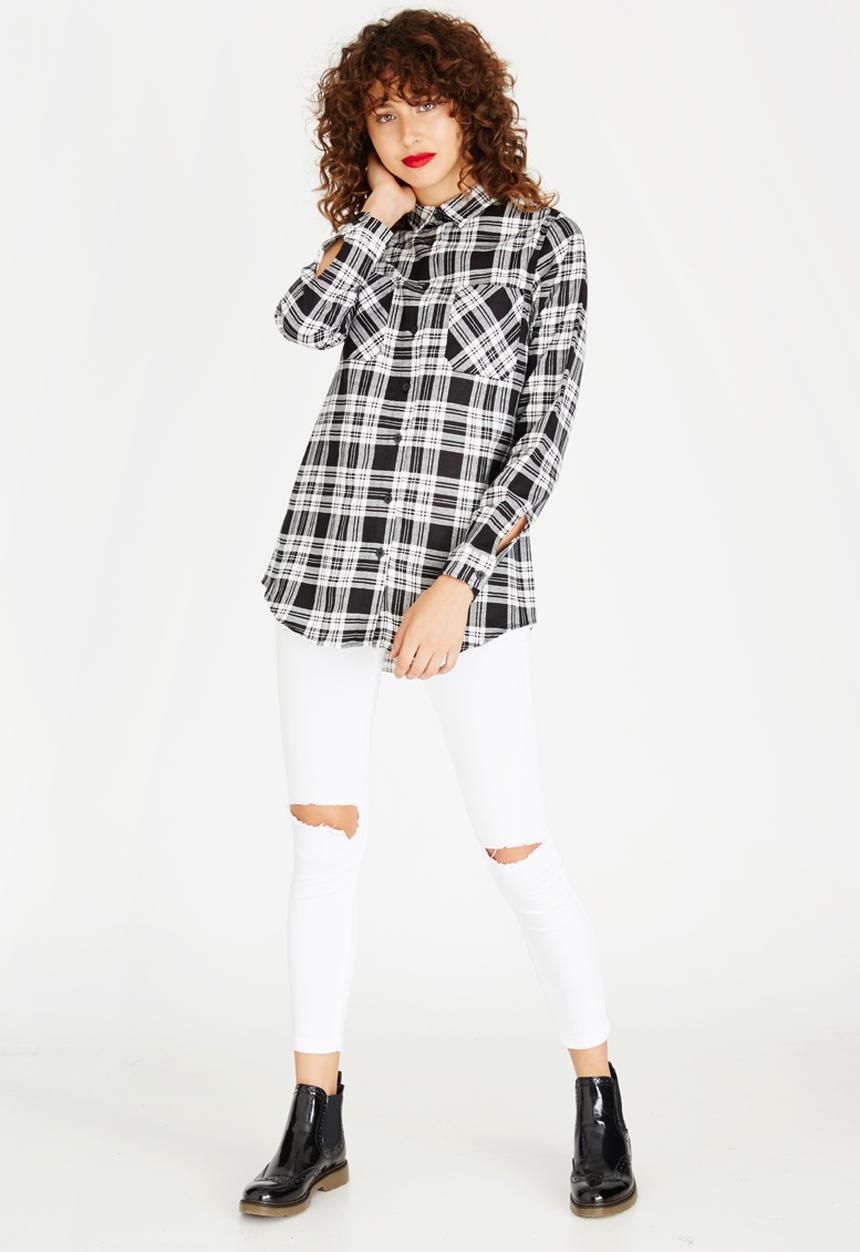 Brave Soul - Plaid Shirt Black and White
