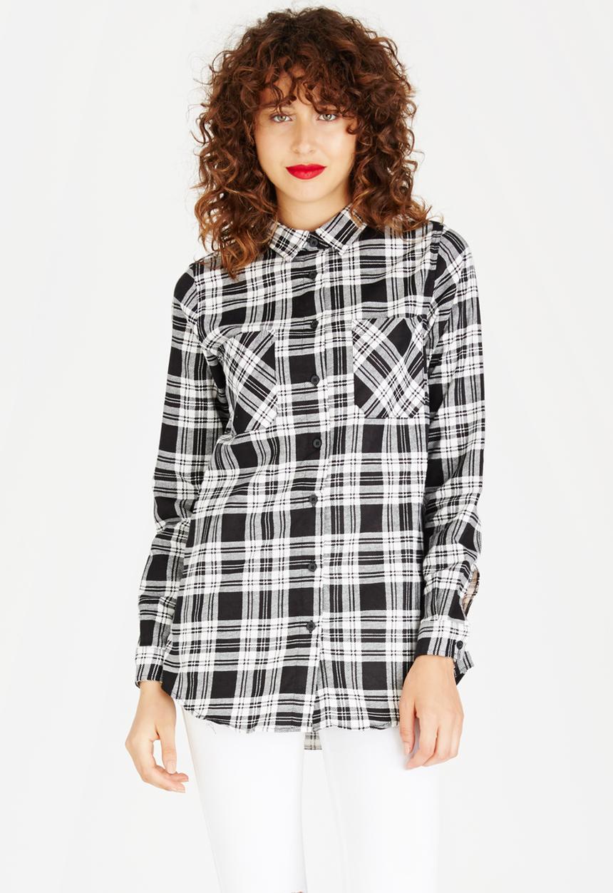 Brave Soul - Plaid Shirt Black and White