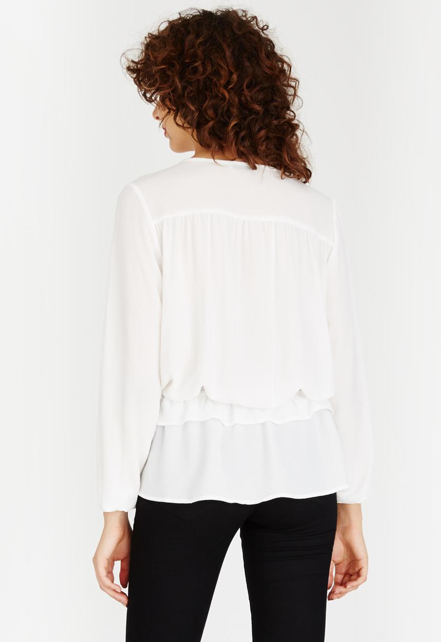 Brave Soul - Peplum Hem Peasant Blouse Cream