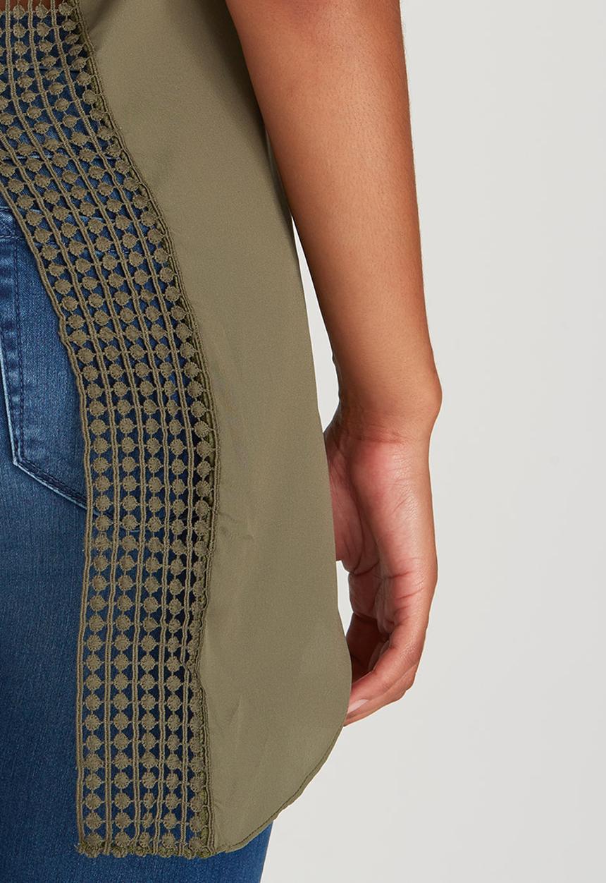edit - Cami with Back Lace Detail Khaki Green