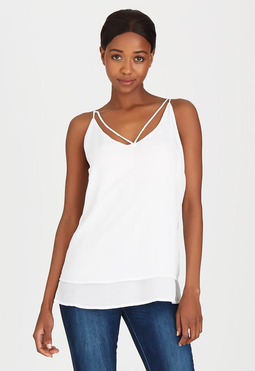 G Couture - Double Layered Strappy Cami Milk